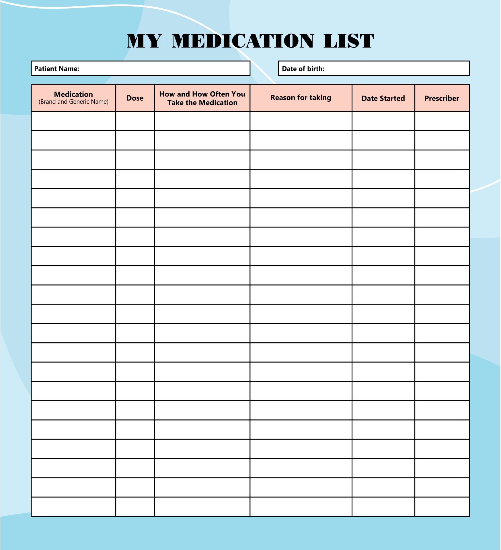 10 Best Printable Medication List Printablee Medication List 