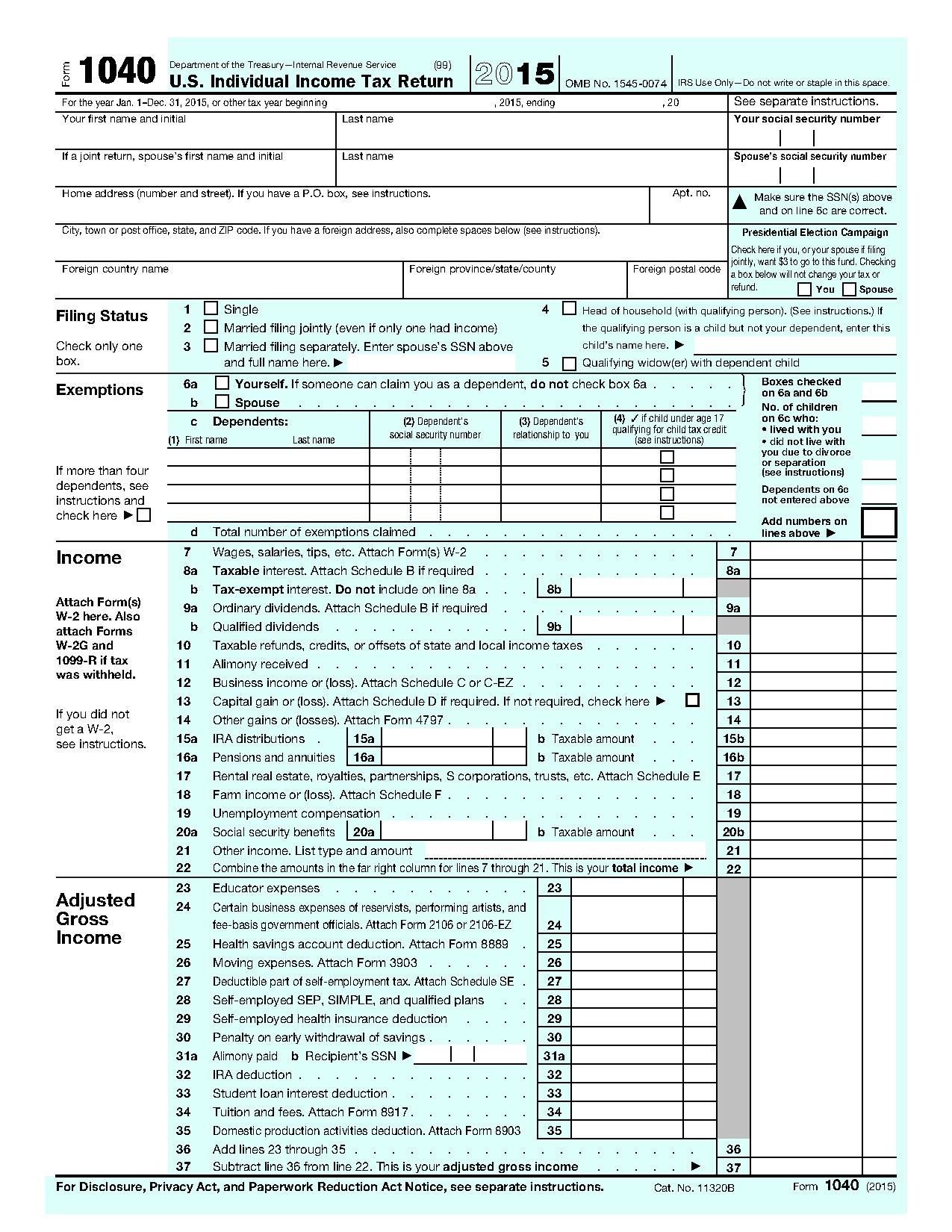 1040 E Form Printable Printable Forms Free Online