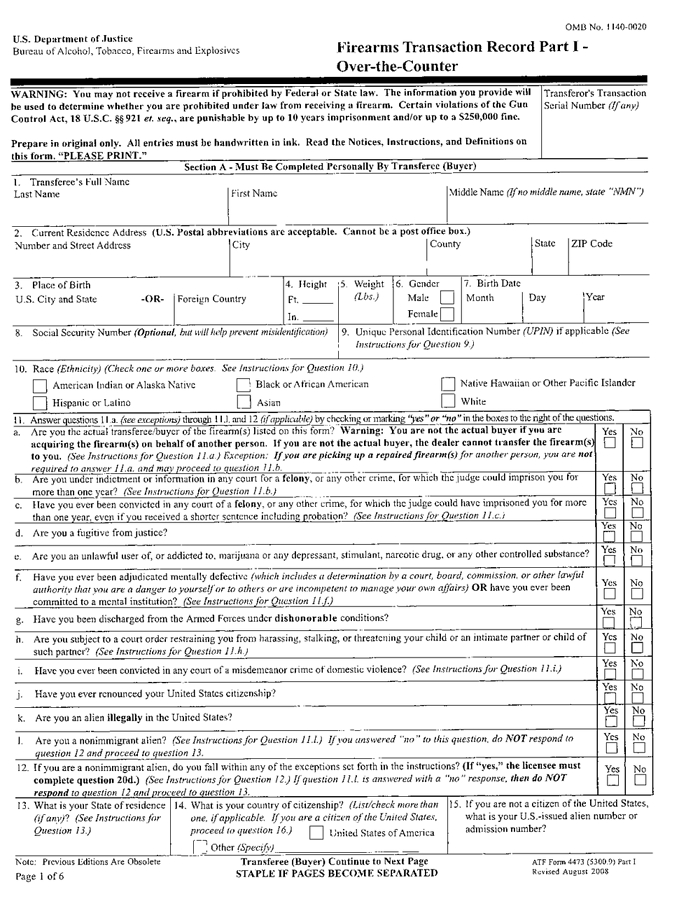 4473 Form Printable Printable Forms Free Online