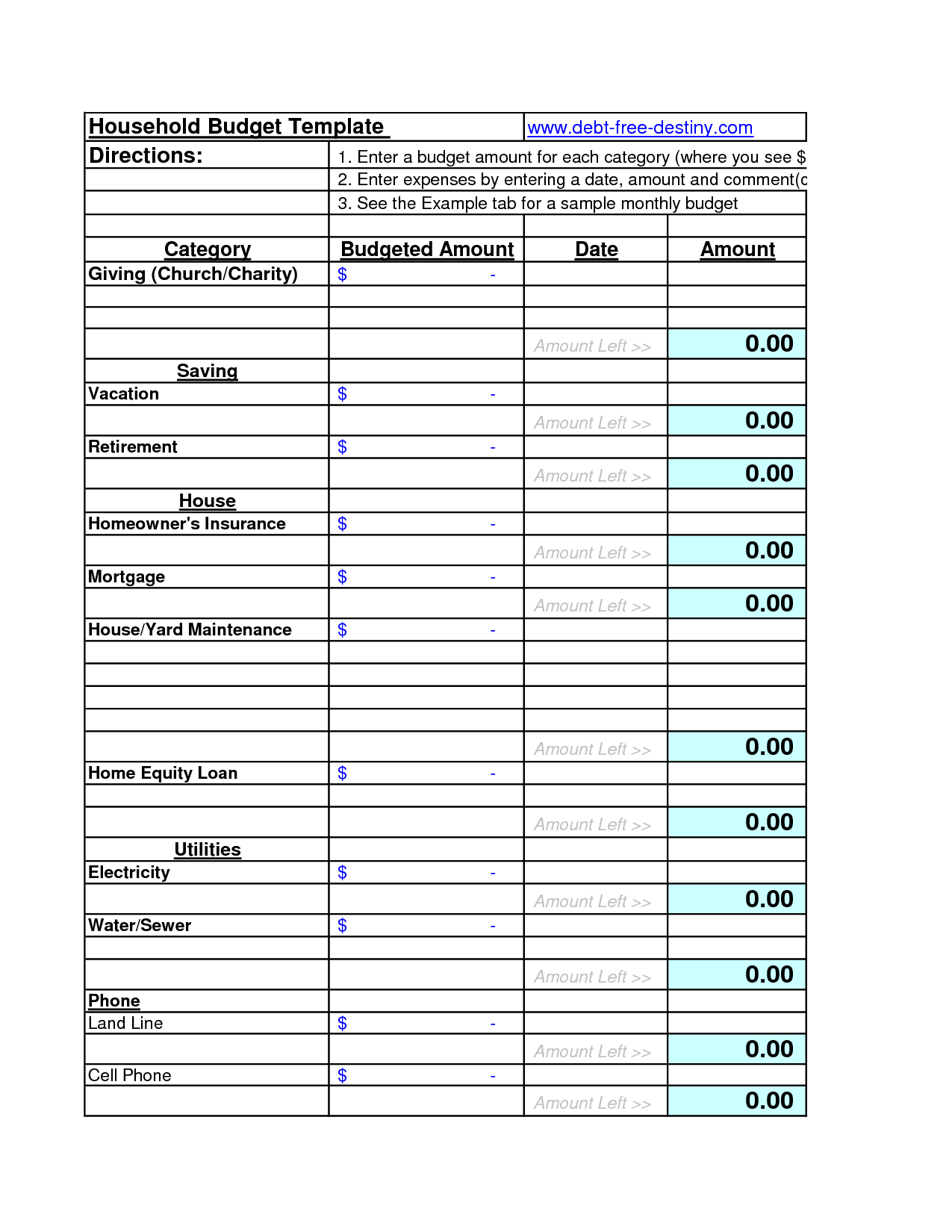 7 Best Images Of Printable Household Budget Forms Templates Free 