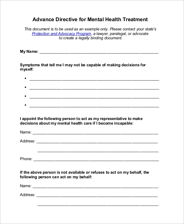 Advance Directive Printable Form
