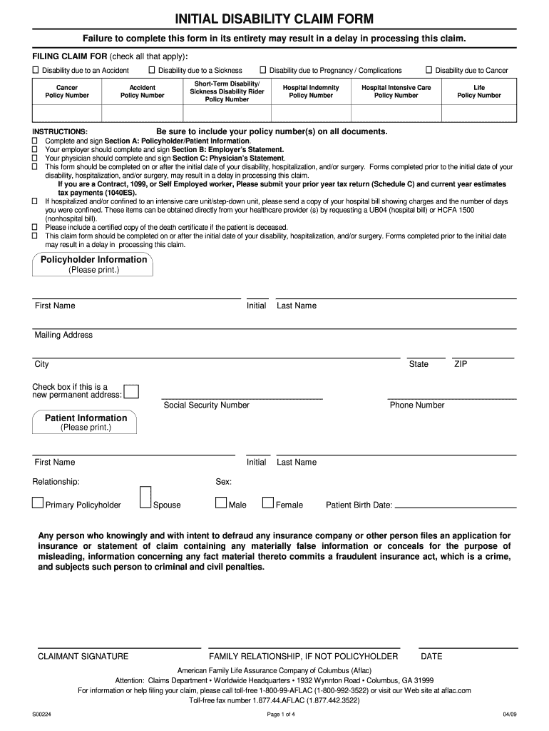 Aflac Printable Claim Forms Printable Forms Free Online