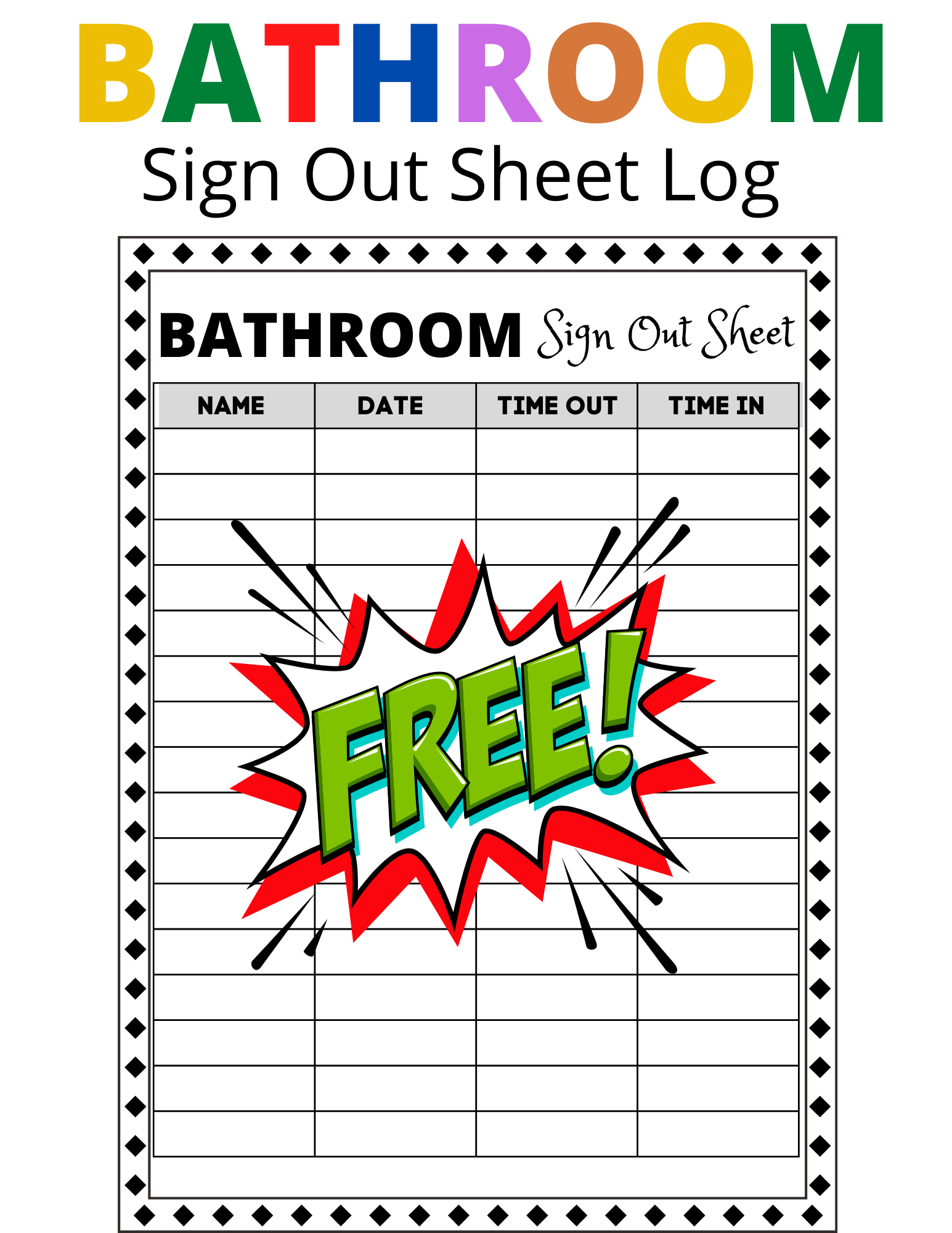 Bathroom Sign Out Sheet Printable Free Image To U