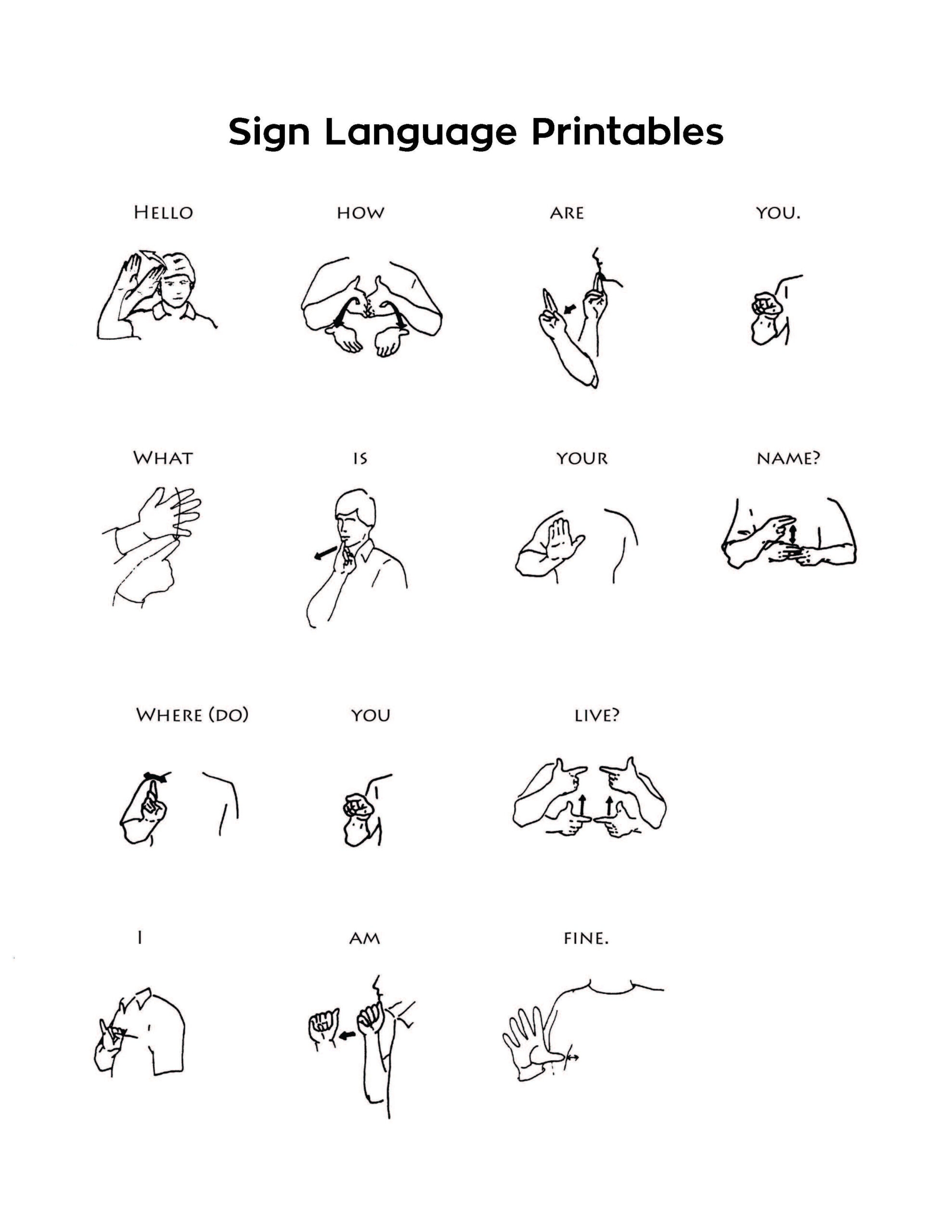 Beginner Printable Sign Language Worksheets Language Worksheets