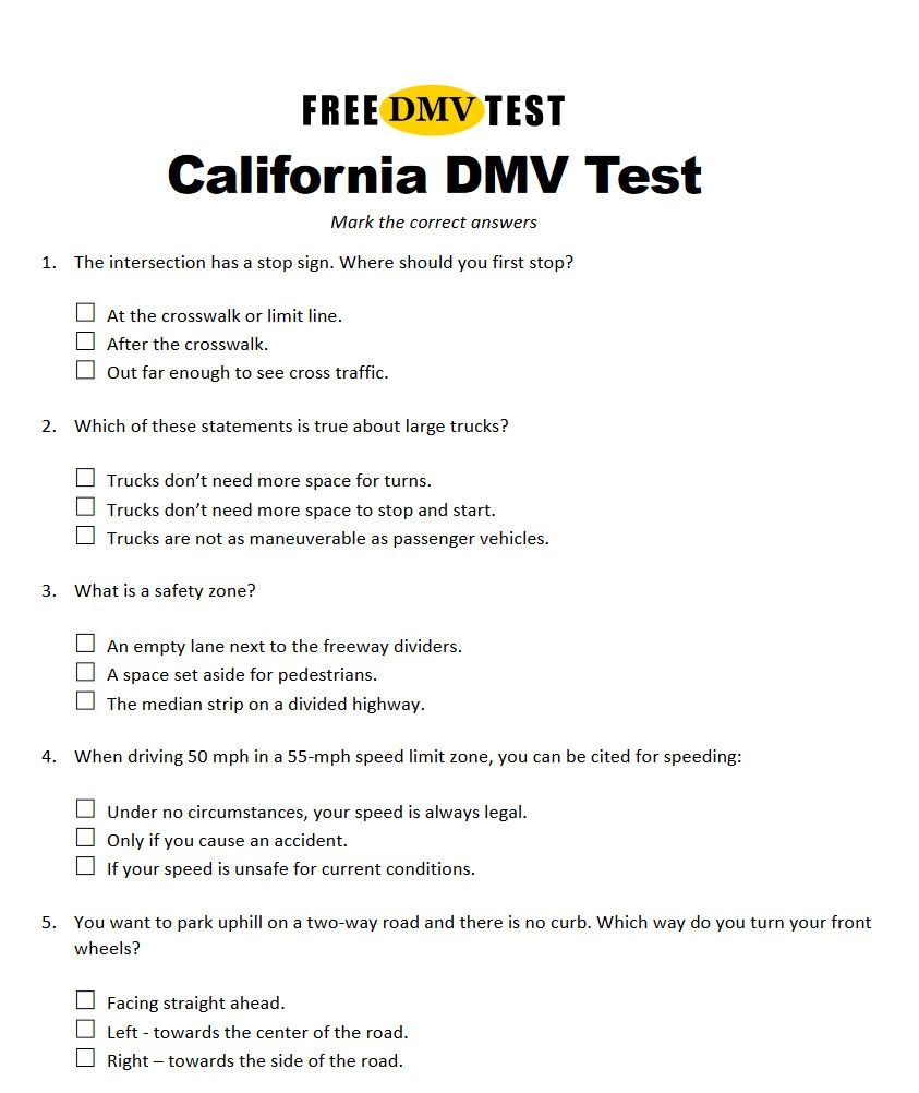 California Dmv Practice Test Printable Printable Sight Words List