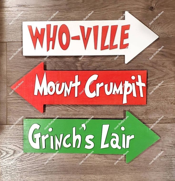 Christmas Wood Sign Who Ville Mount Crumpit Grinchs Lair Etsy 