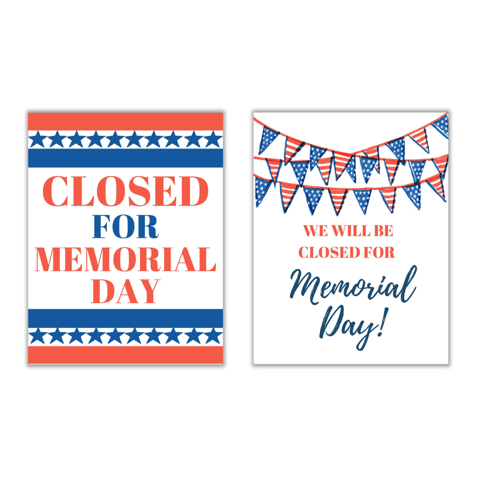 Closed For Memorial Day Signs Free Printables 