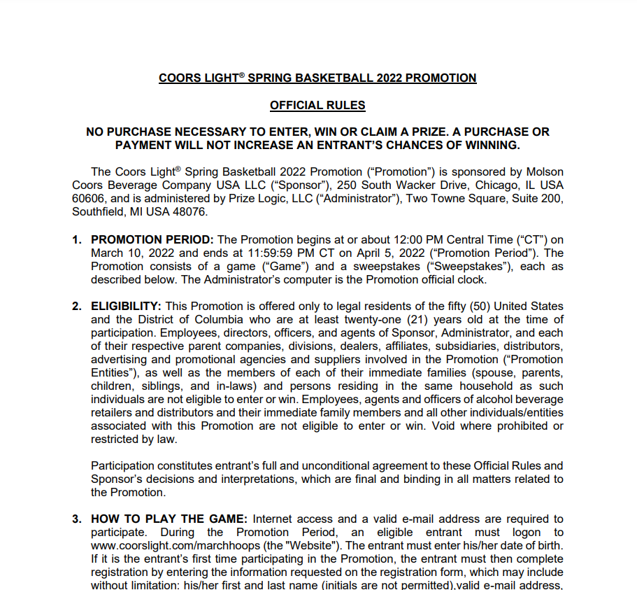 Coors Light Printable Rebate Form