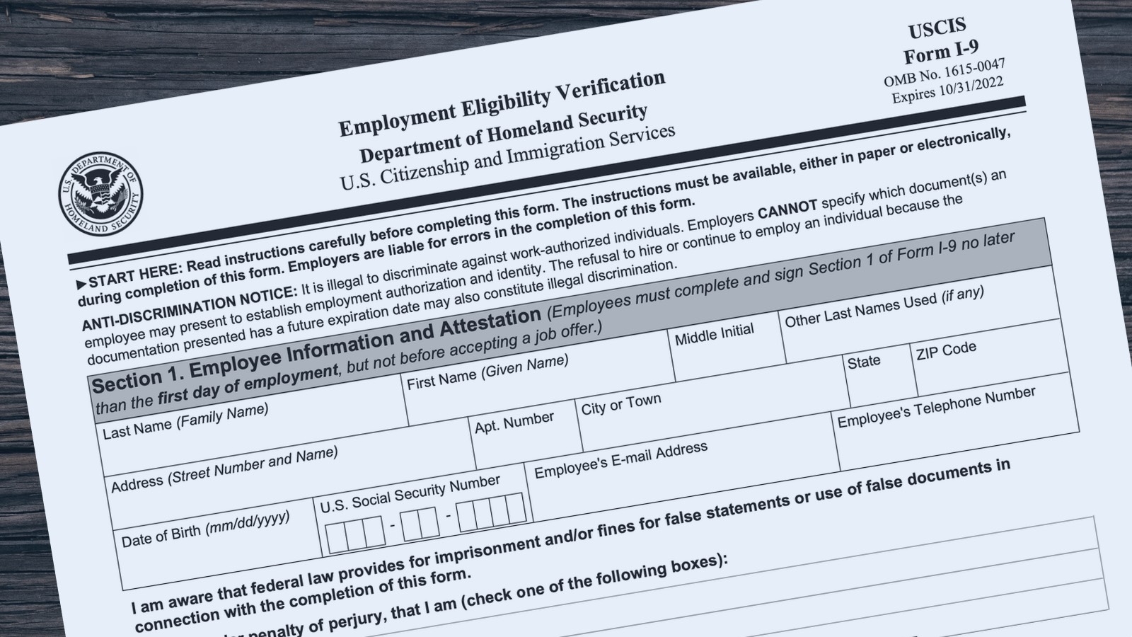 Current Form I 9 Employment Eligibility Verification Printable Forms 