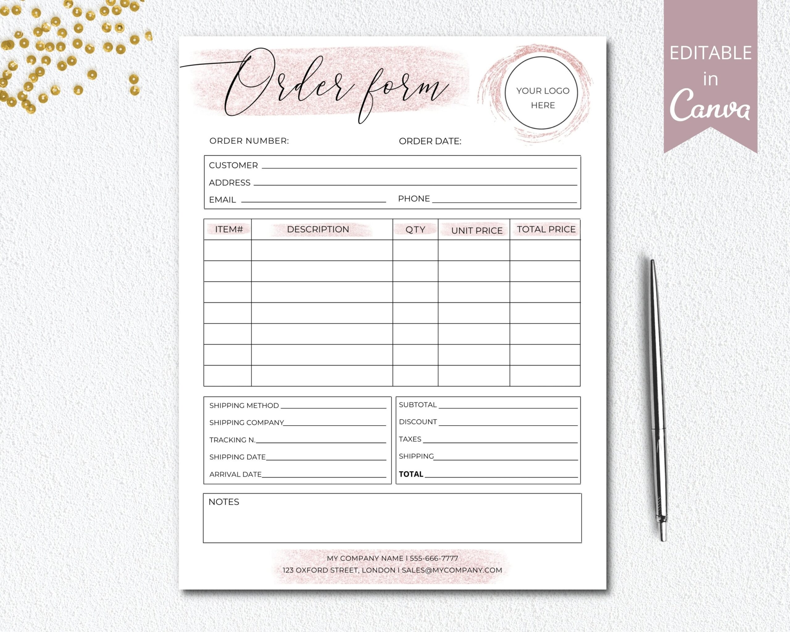 Downloadable Small Business Free Printable Order Forms Printable 