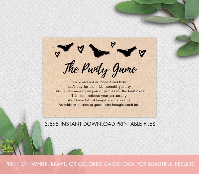 Drop Your Panties Game Printable Bridal Shower Panty Game Etsy