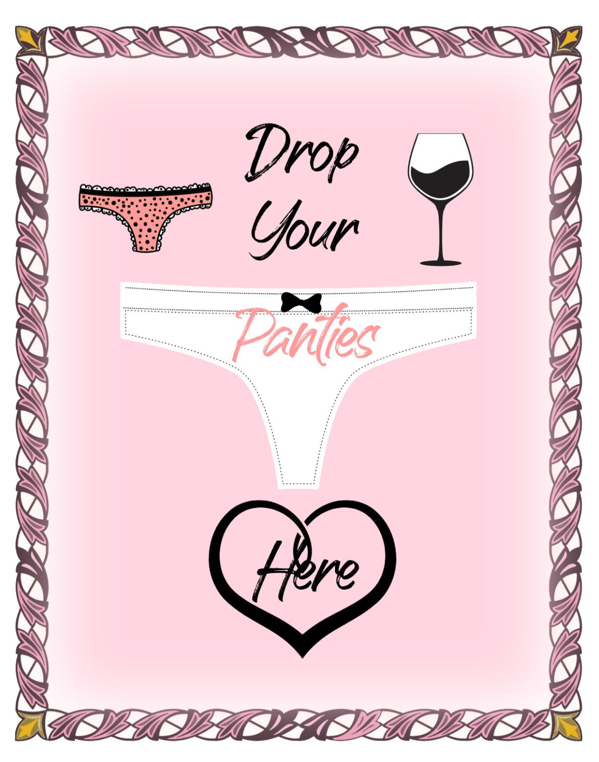 Drop Your Panties Game Sign Free Printable Printerfriendly