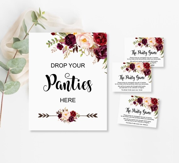 Drop Your Panties Here Printable Sign Game Card Guess The Panties 