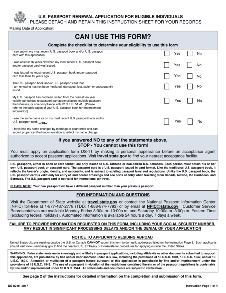 Ds 82 Form 2017 2019 Printable Fillable Us Passport Printable Form 2021 Ds 82 Form 2017 2019 Printable Fillable Us Passport Printable Form 2021