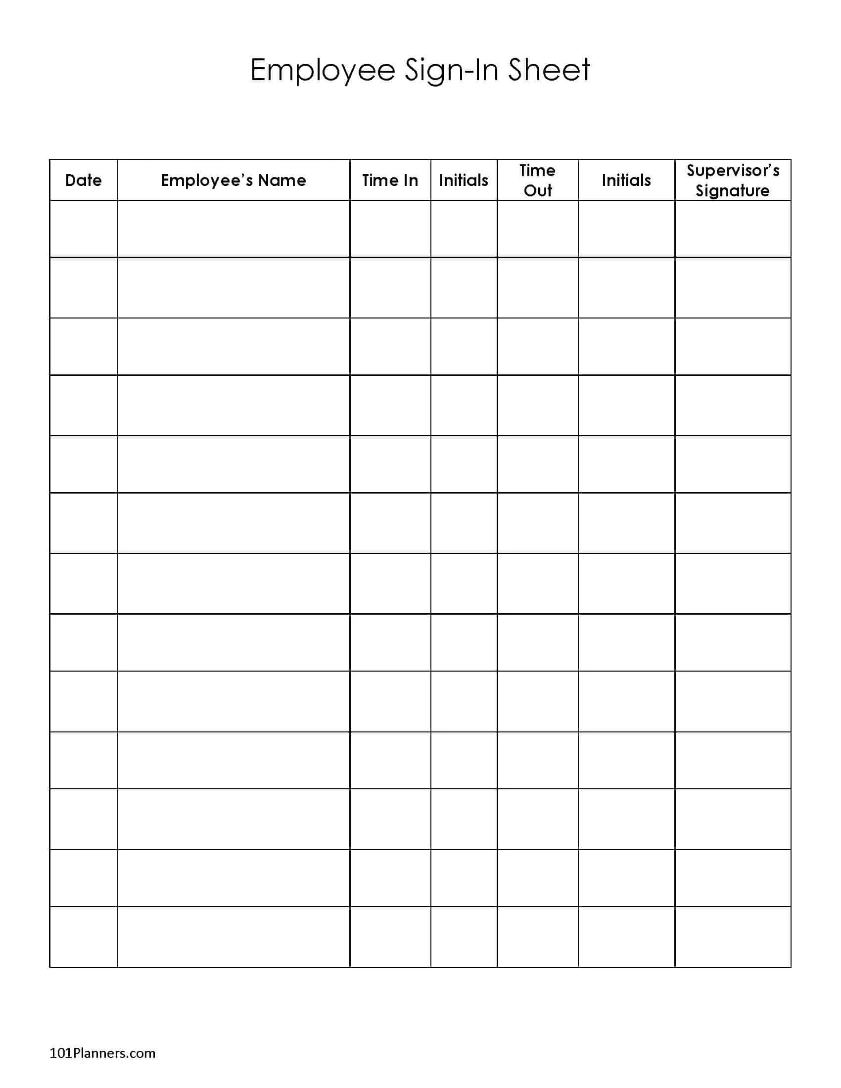 Editable Sign In Sheet Printable