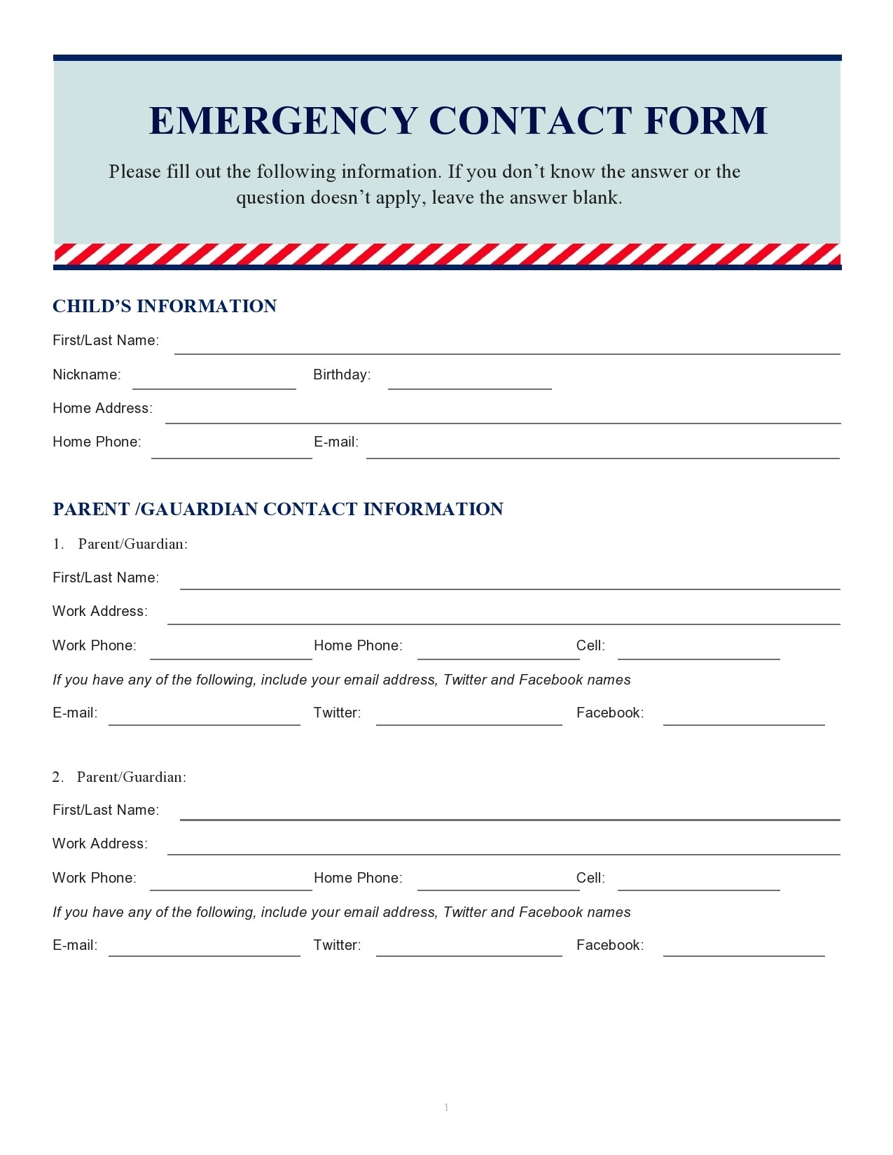 Employee Form Emergency Contact Printable Forms Free Online