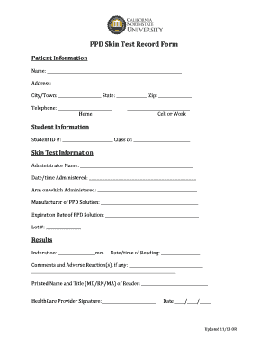 Employee Ppd Test Form Printable