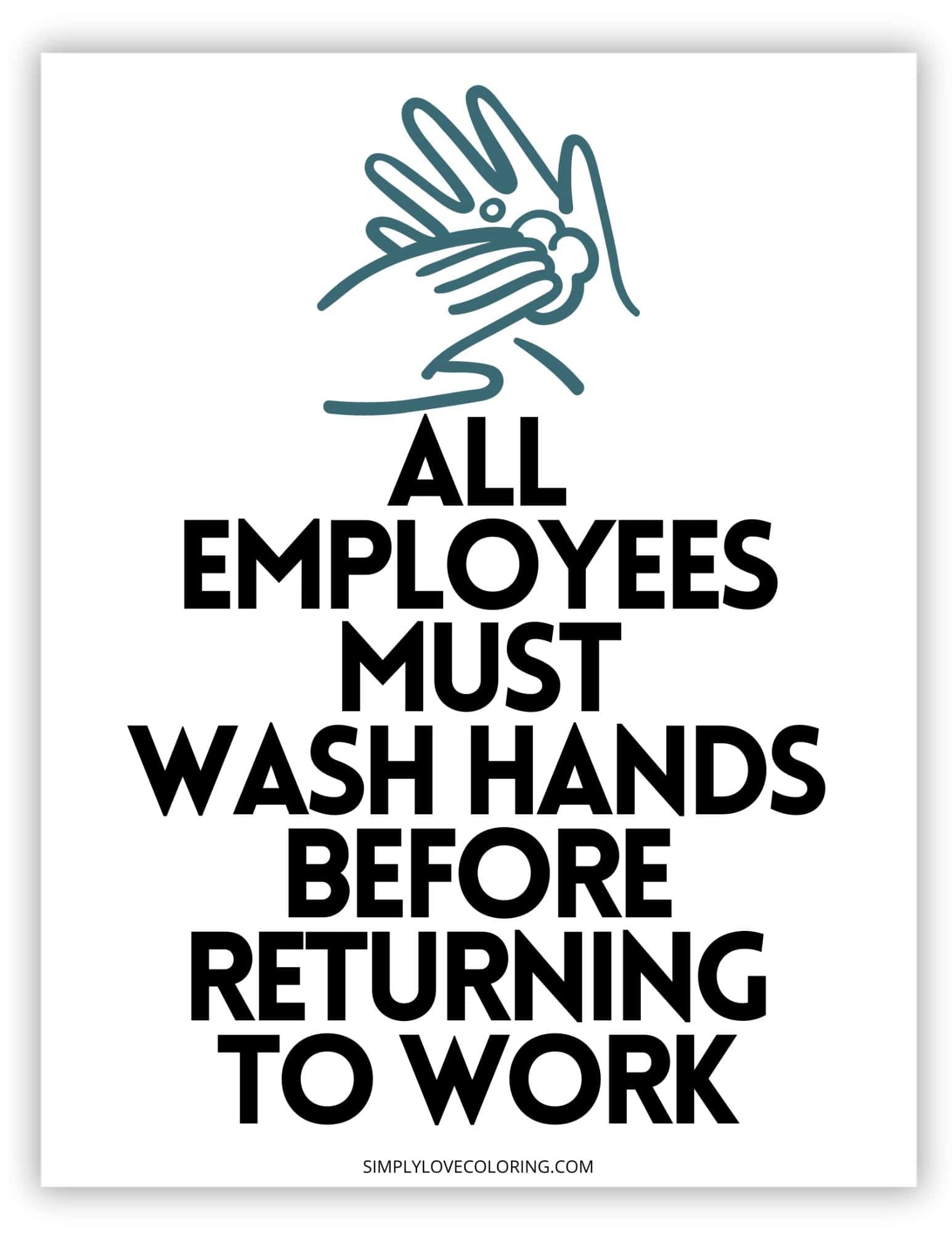 Employees Must Wash Hands Sign Printable Free PDF Download Simply 