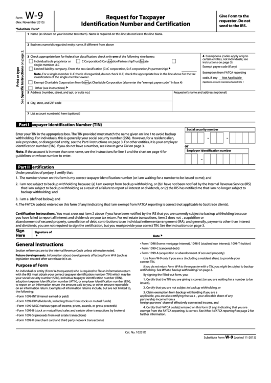 Fillable W 9 Form Pdf Printable Forms Free Online