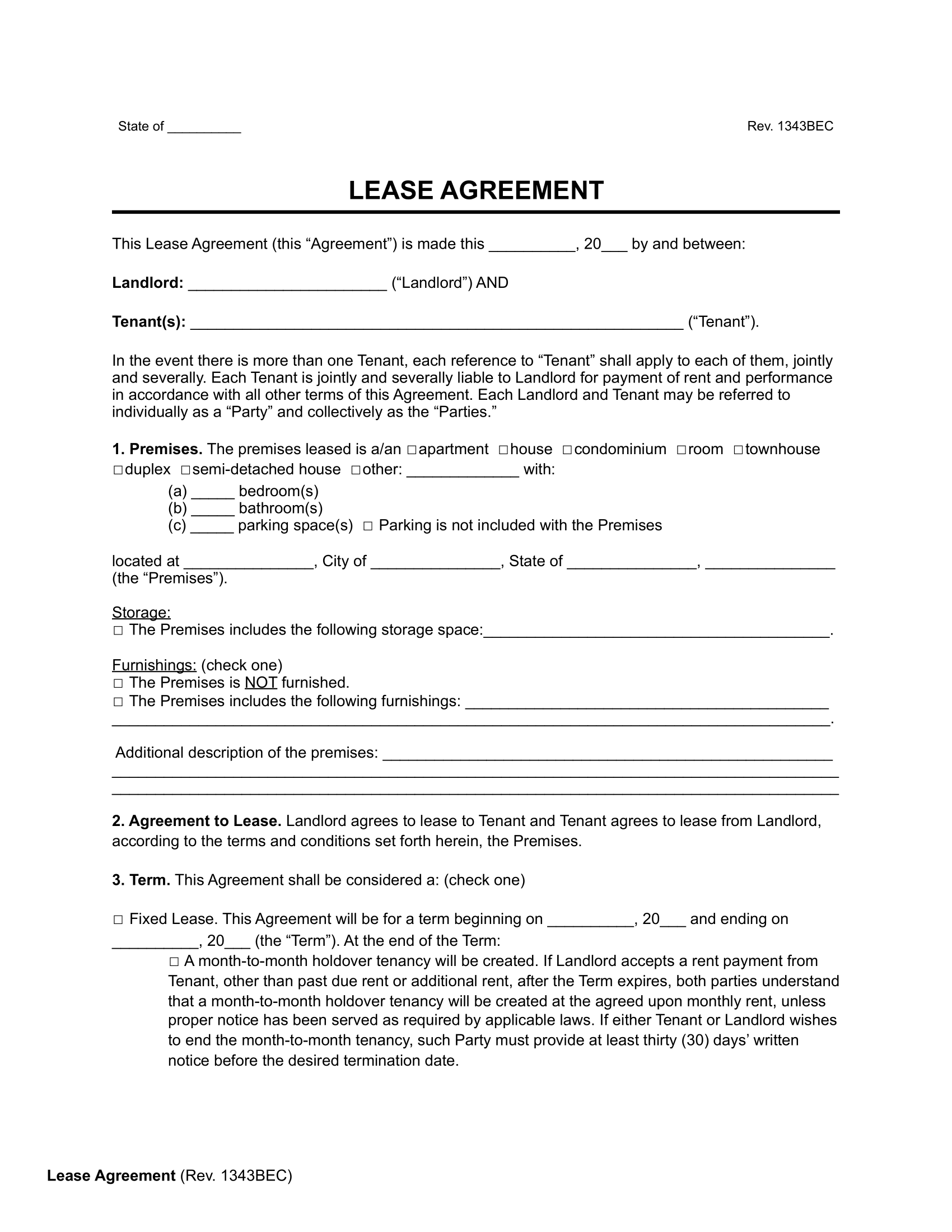 Florida Residential Lease Agreement Free Printable Form Printable 