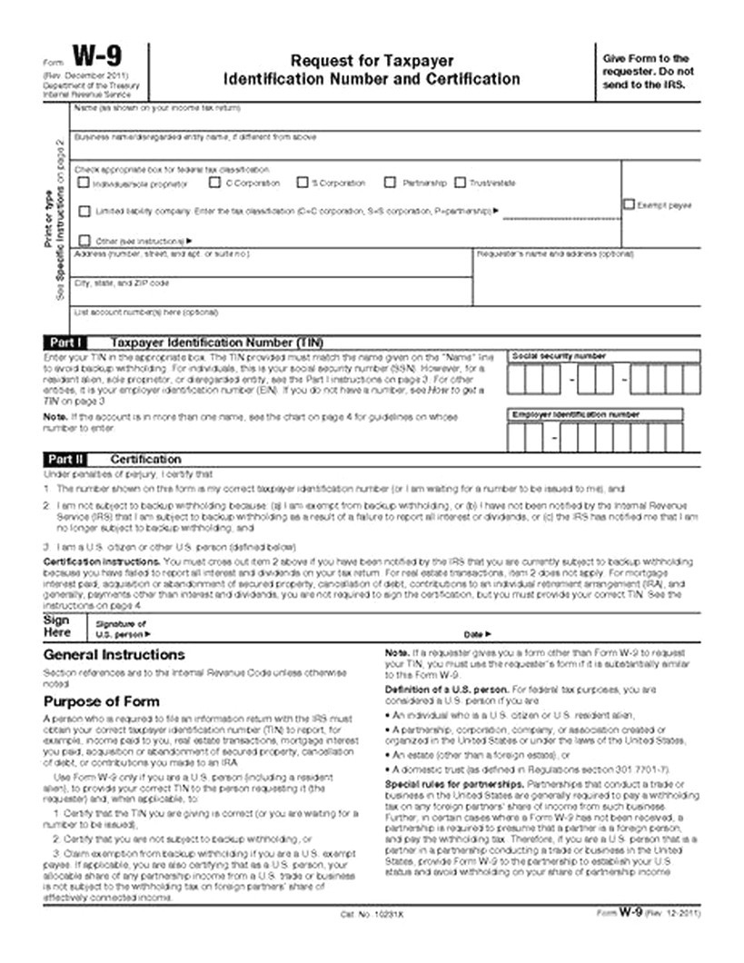 Form W 9 Printable Printable Forms Free Online