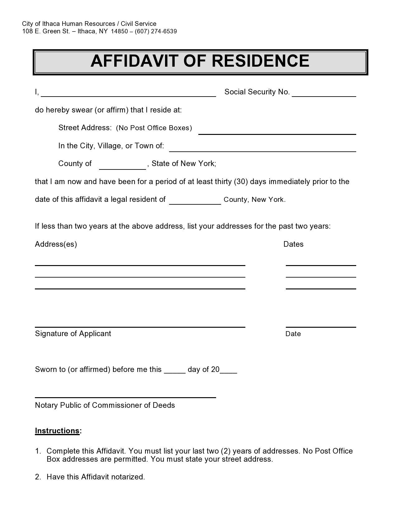 Free Affidavit Of Residency Form Printableaffidavitform The Best Porn 