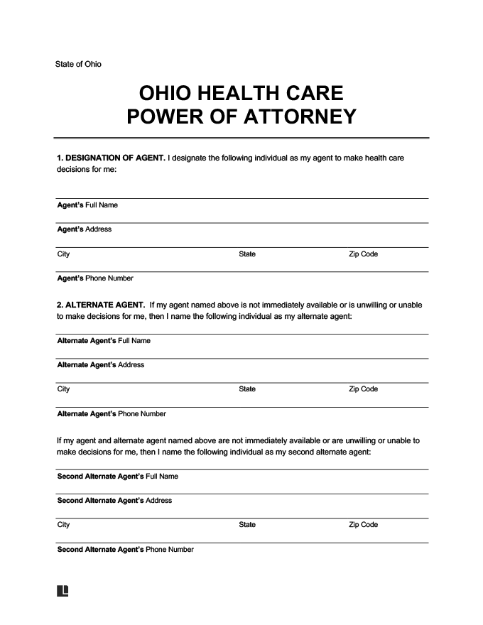 Free Blank Printable Ohio Medical Power Of Attorney Forms Printable 