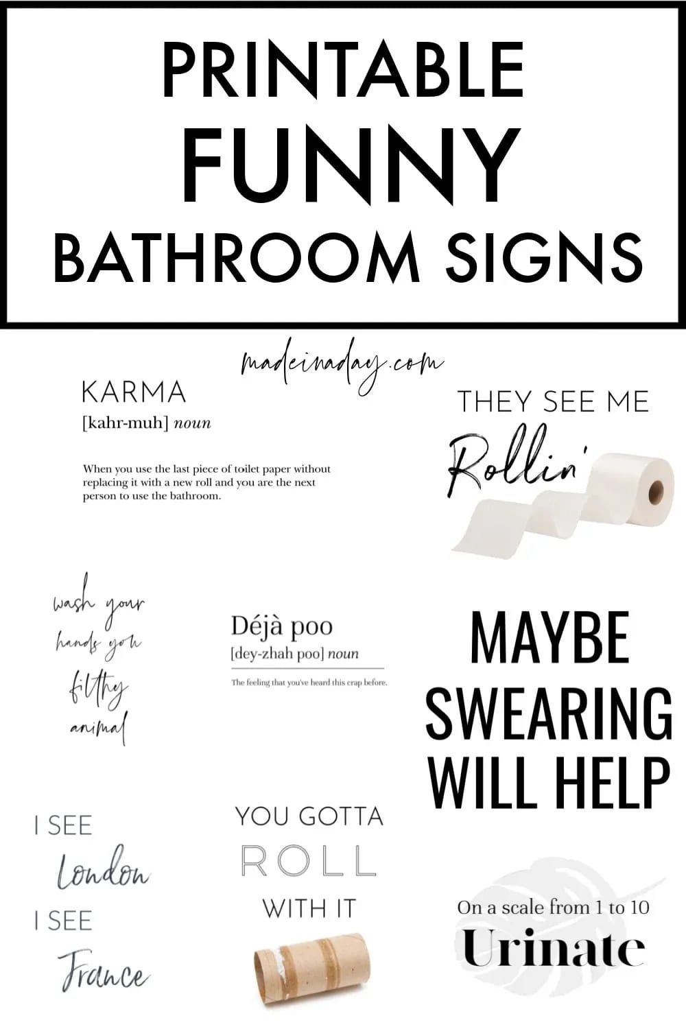 Free Funny Bathroom Printables Collection