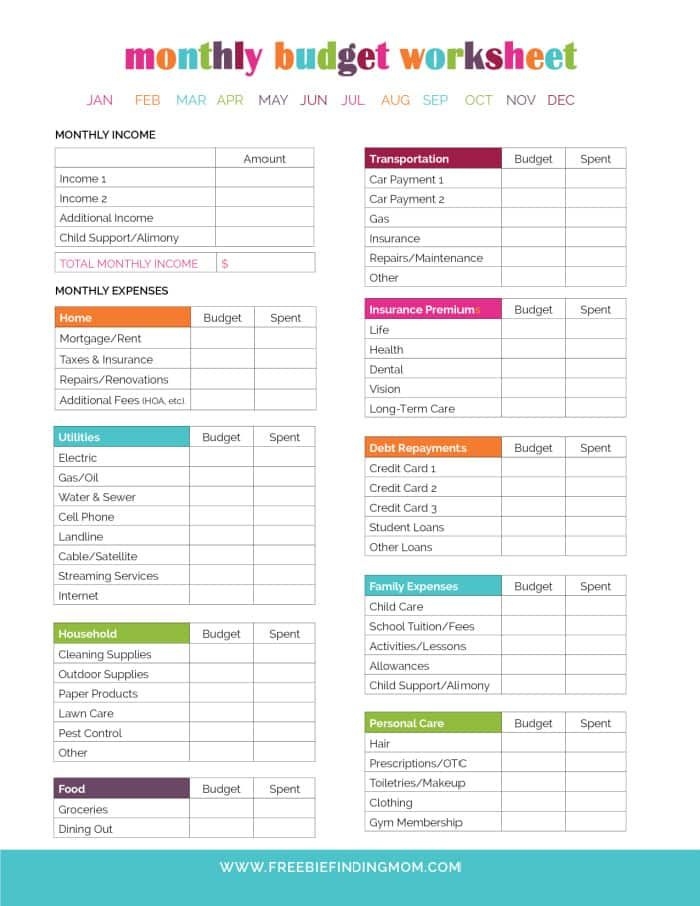 Free Household Budget Worksheet Printable Budgeting Worksheets