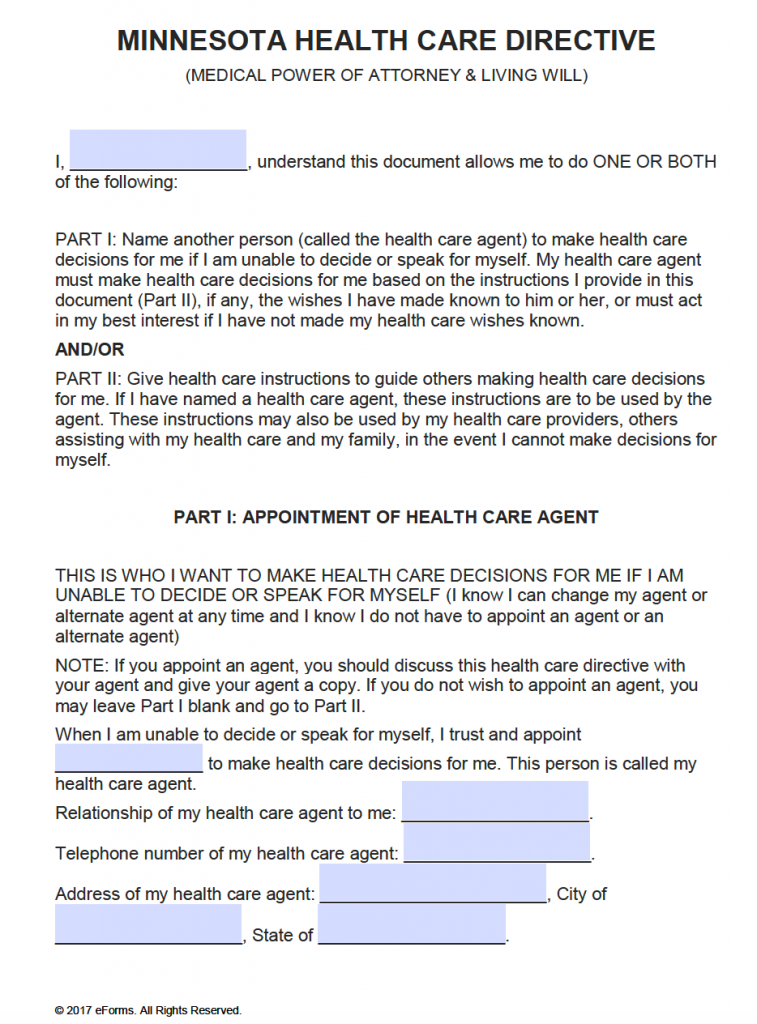 Free Medical Power Of Attorney Minnesota Form PDF Word