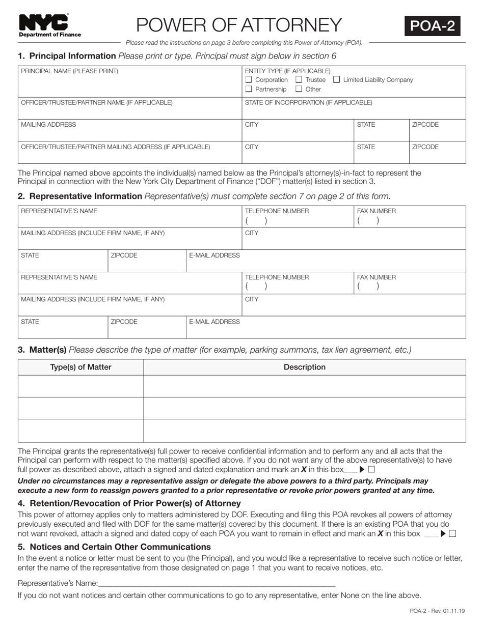 Free Poa Printable Forms Printable Forms Free Online