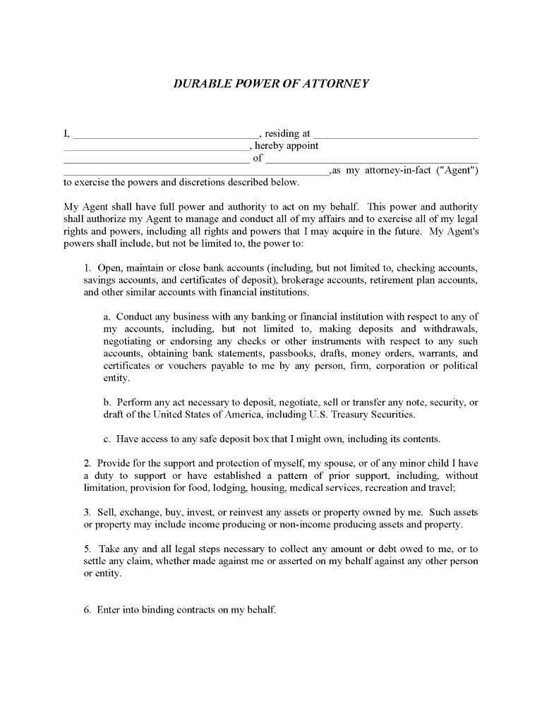 Free Power Attorney Forms Printable Printable Forms Free Online