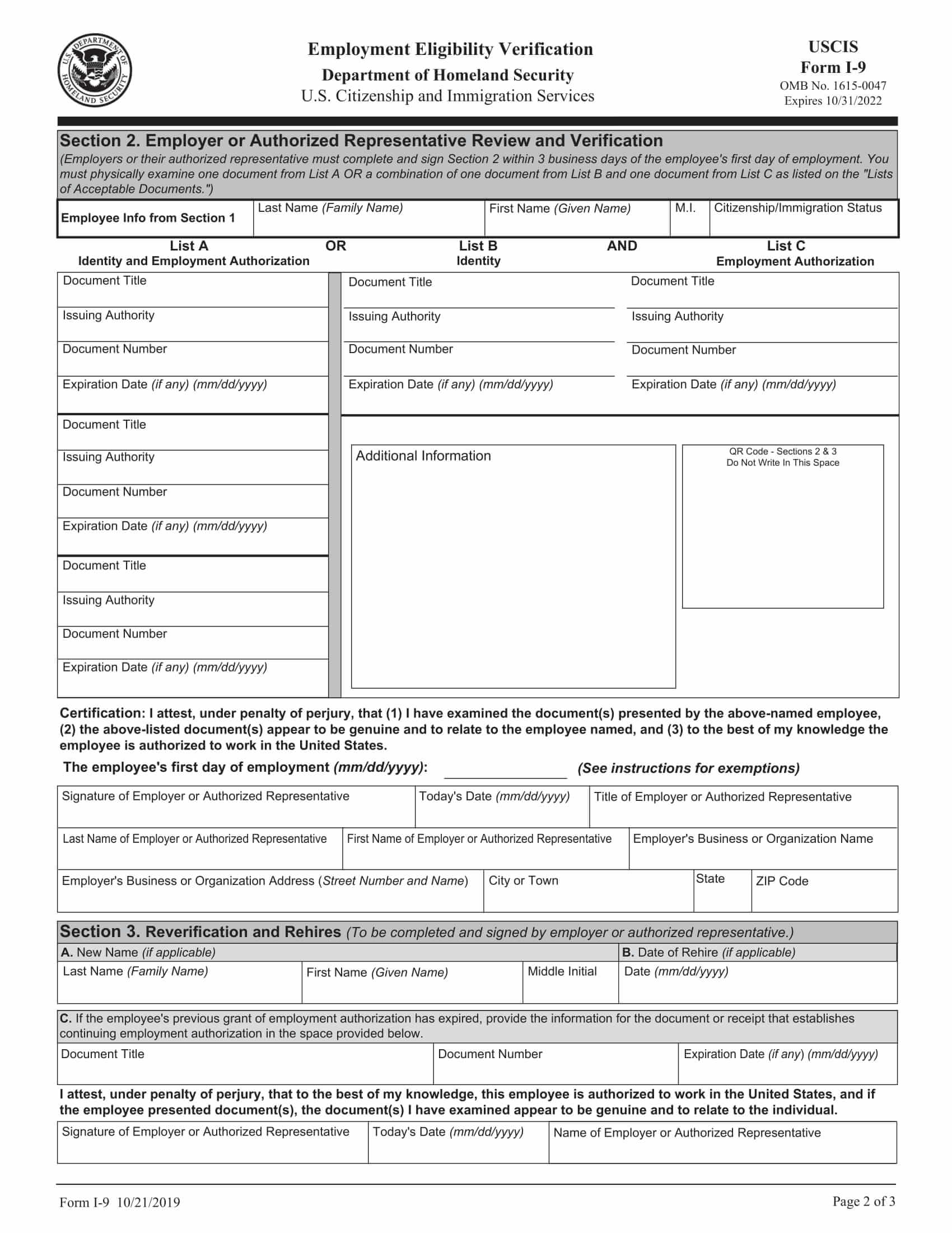 Free Printable 1 9 Form Printable Forms Free Online