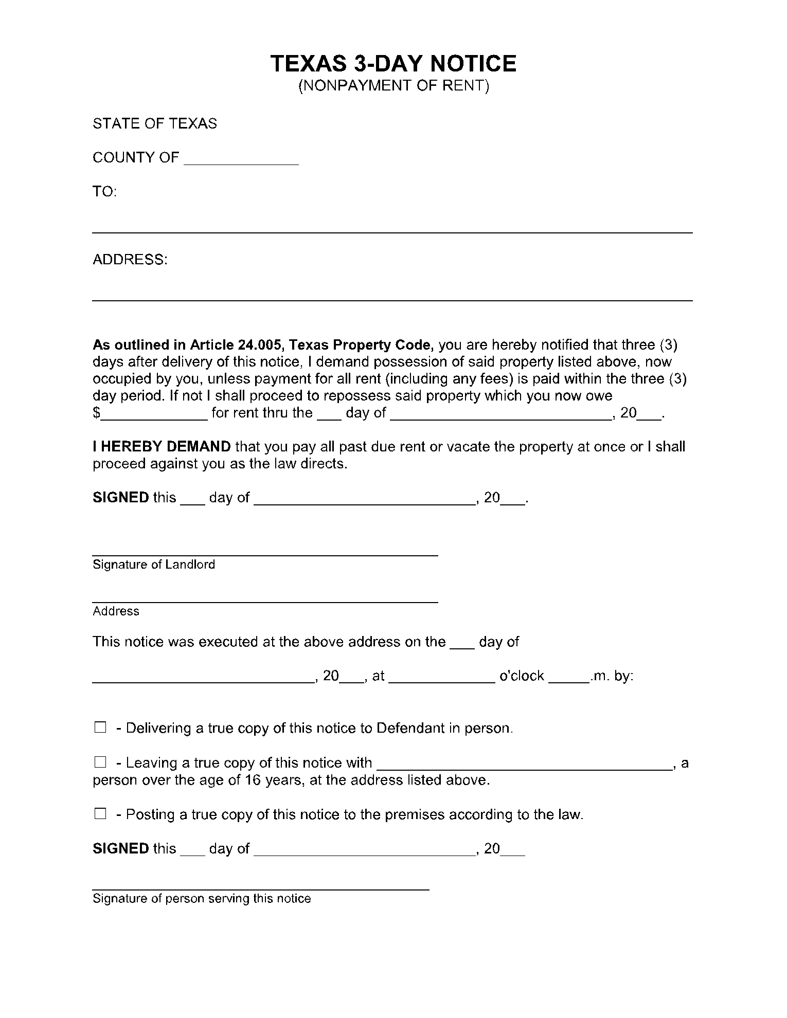 Free Printable 3 Day Notice Form Printable Forms Free Online