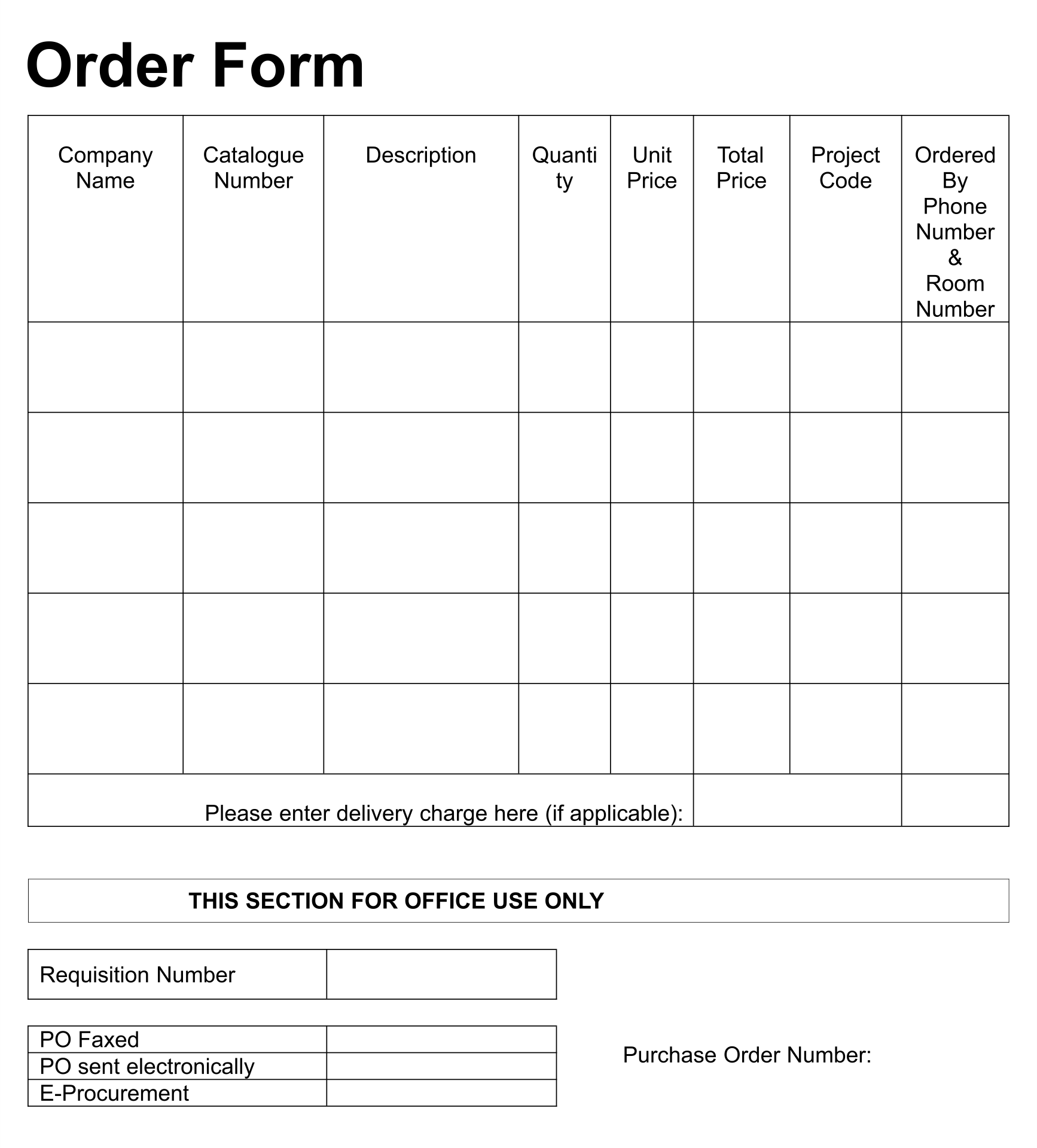 Free Printable Blank Order Forms Printable Forms Free Online