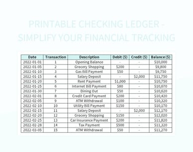 Free Printable Checking Ledger Templates For Google Sheets And 