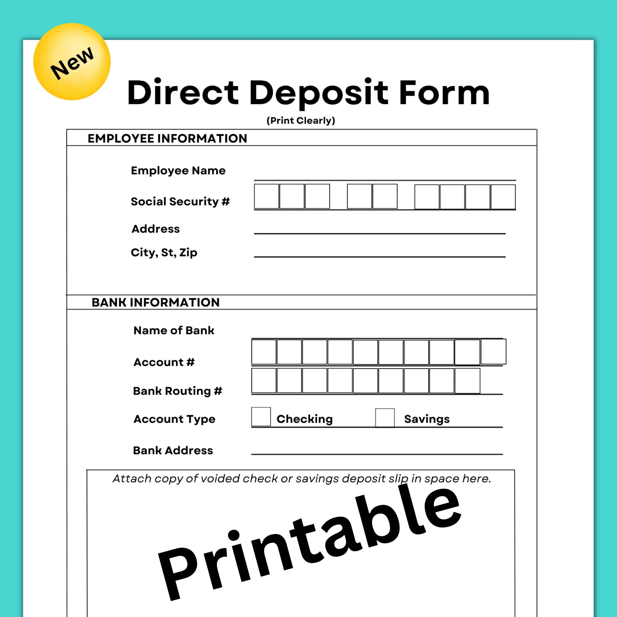 Free Printable Direct Deposit Form Cra Download Free Printable Direct 