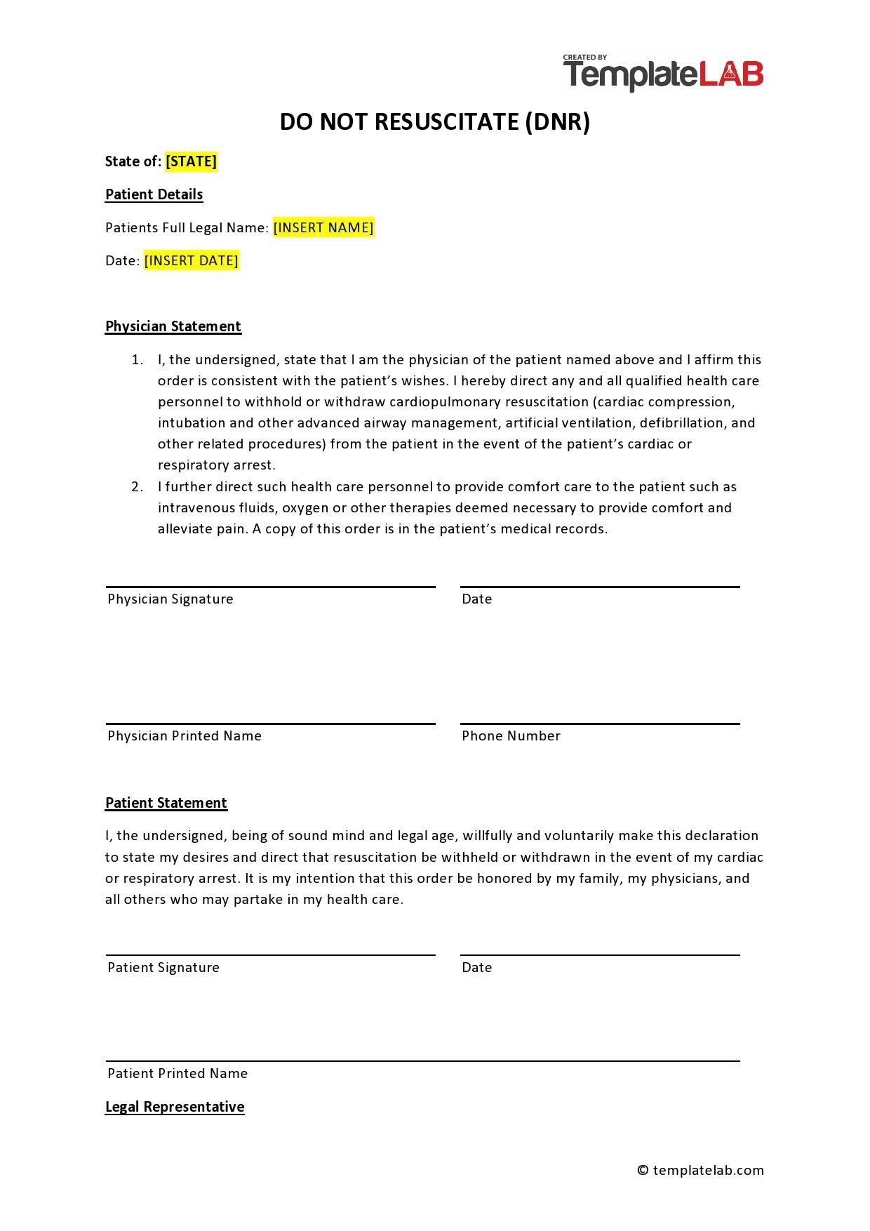 Free Printable DNR Form PDF Word LawDistrict 55 OFF
