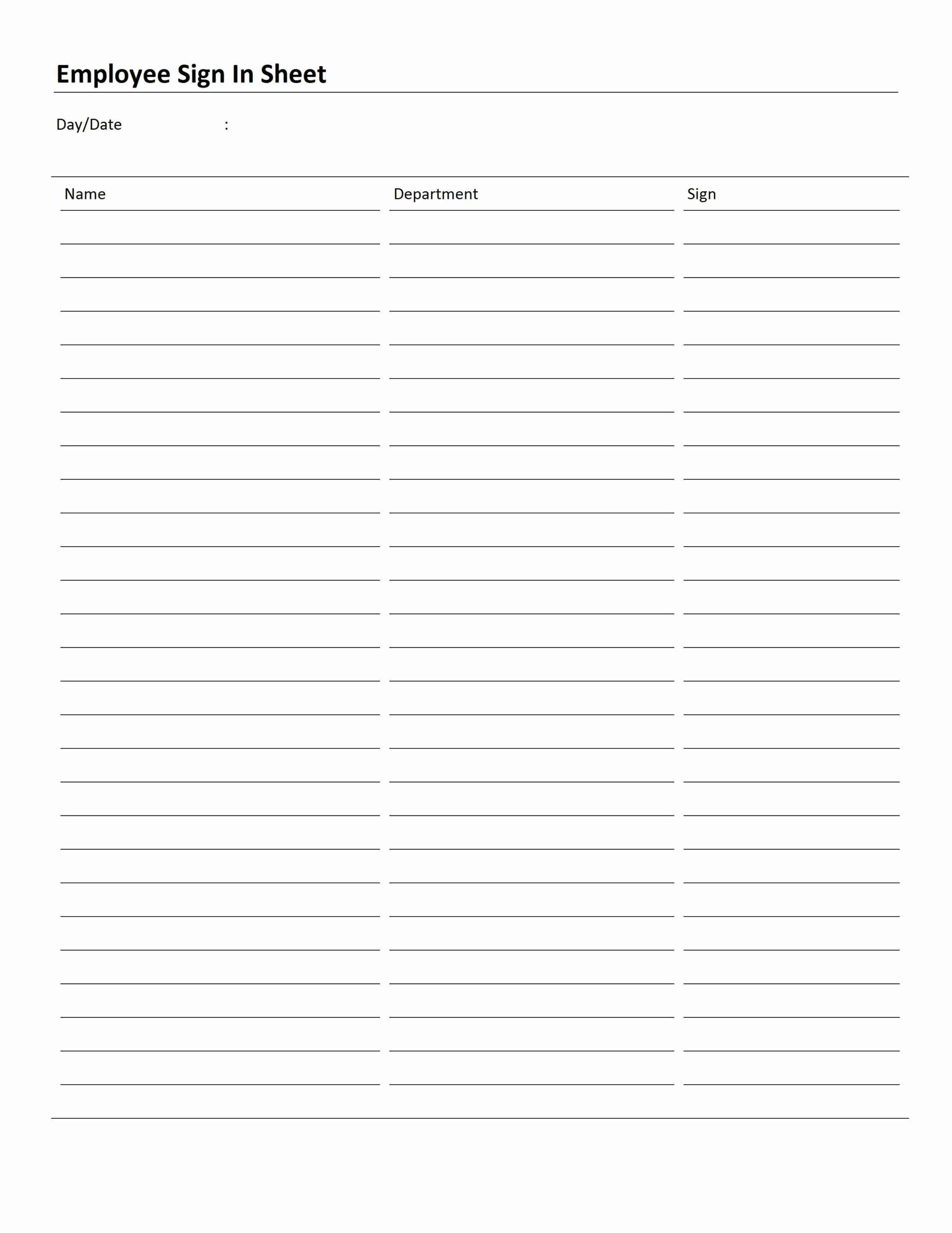 Free Printable Employee Sign In Sheet Template Free Templates Printable