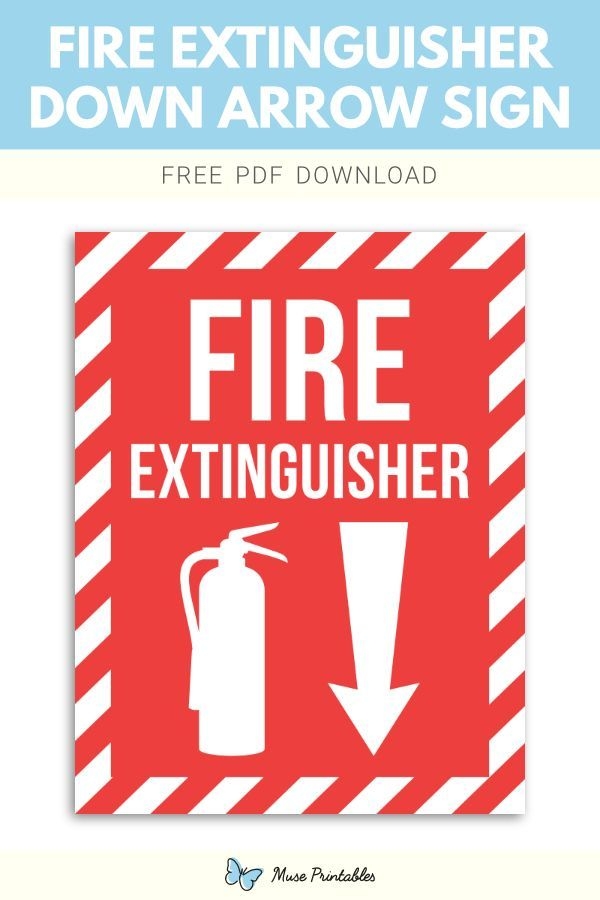 Free Printable Fire Extinguisher Down Arrow Sign Template In PDF Format 