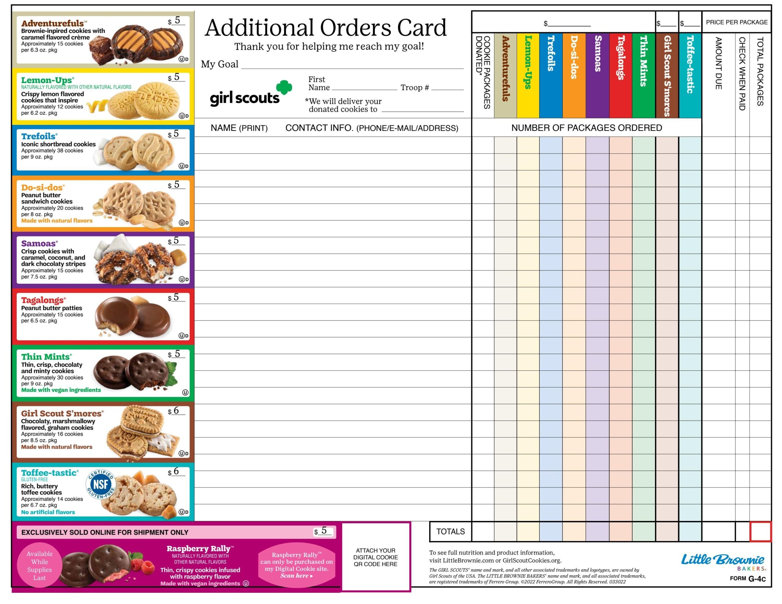 Free Printable Girl Scout Cookie Order Form 2023 Printable Forms Free 