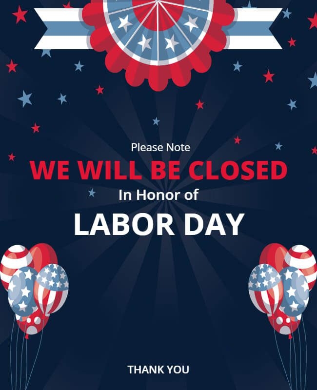 Free Printable Labor Day Closed Sign Template