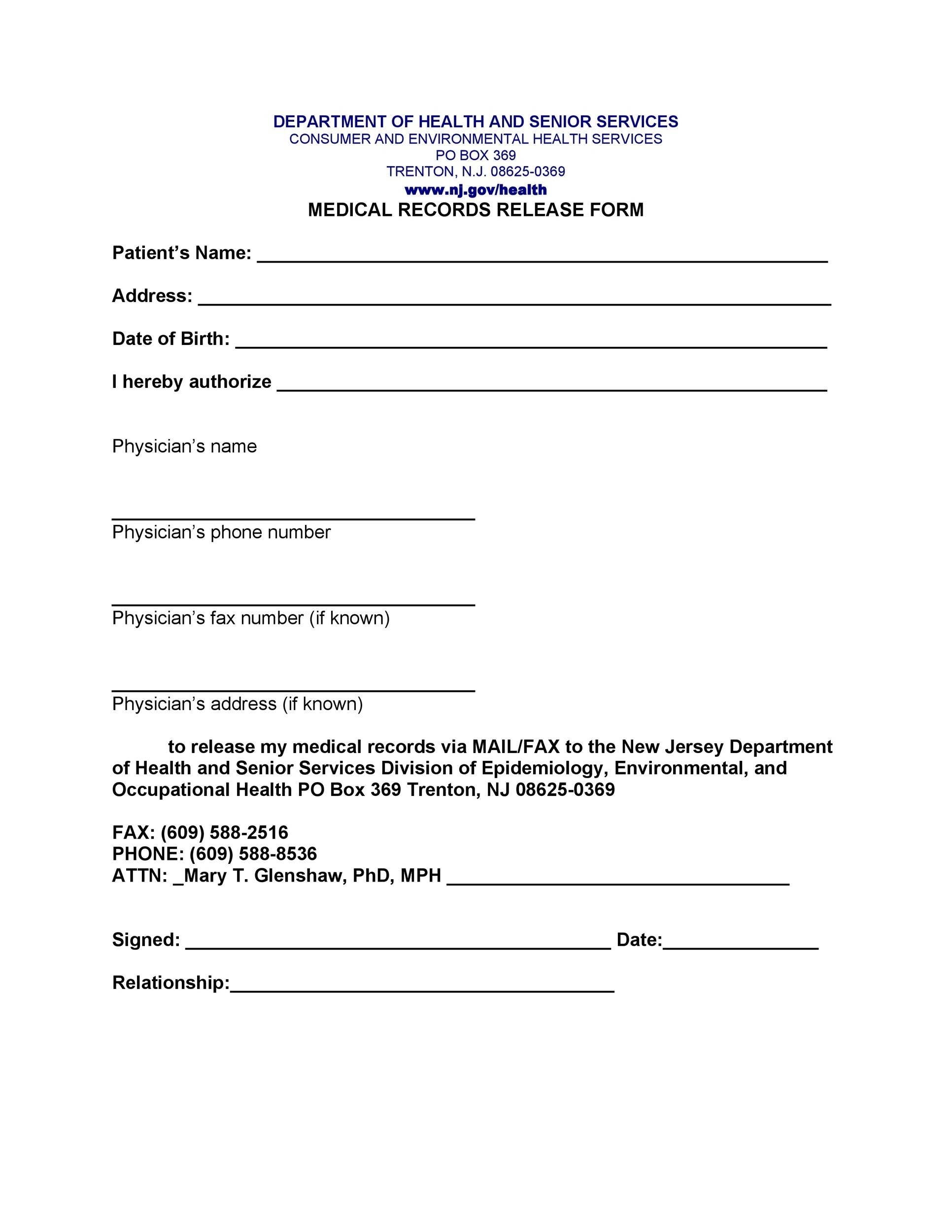 Free Printable Medical Release Form Template