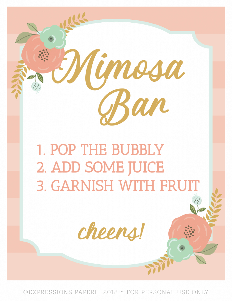 Free Printable Mimosa Bar Sign Free Printable