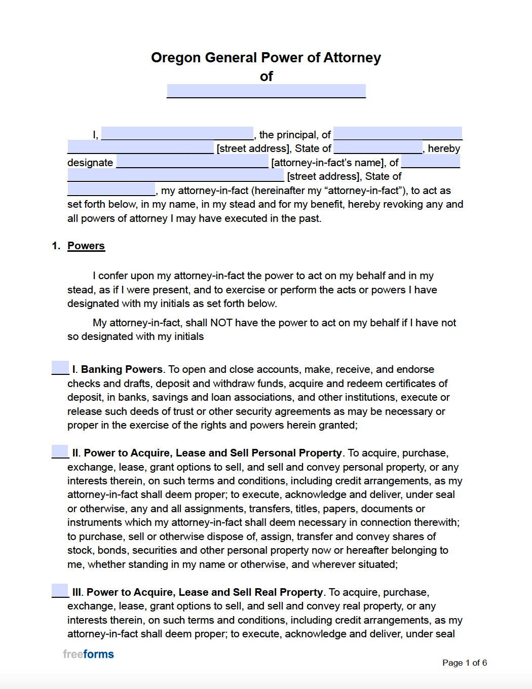 Free Printable Power Of Attorney Form Oregon Printable Forms Free Online