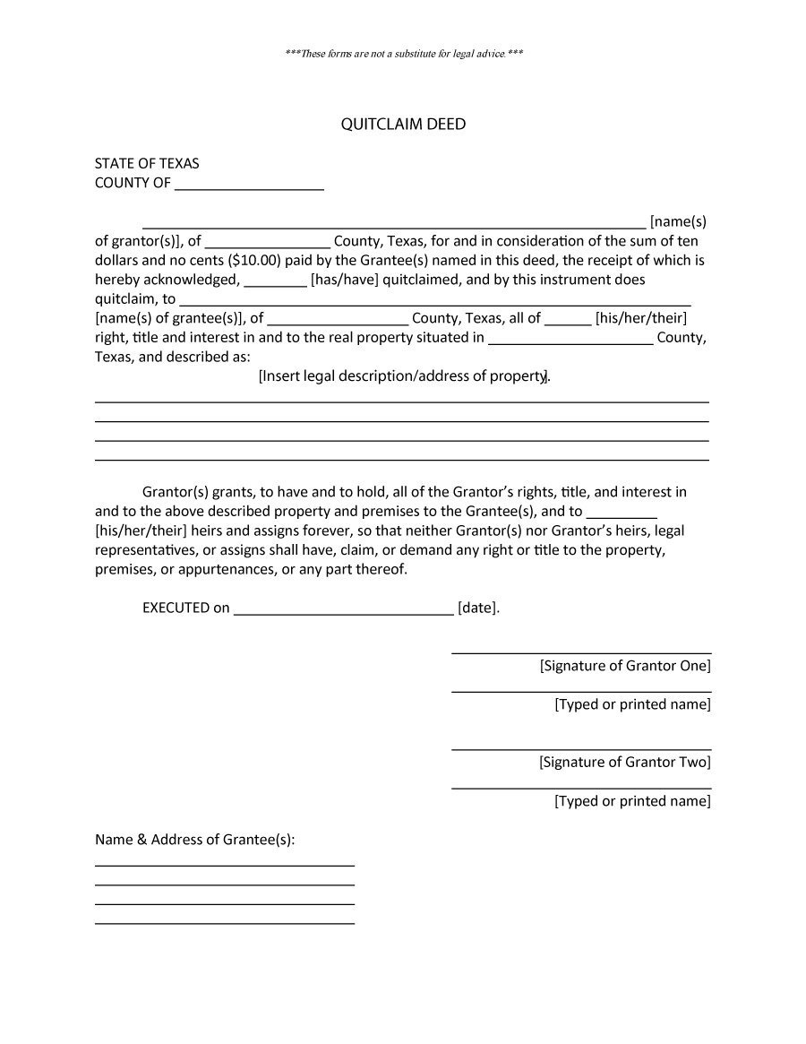 Free Printable Quit Claim Deed Form Free Printable