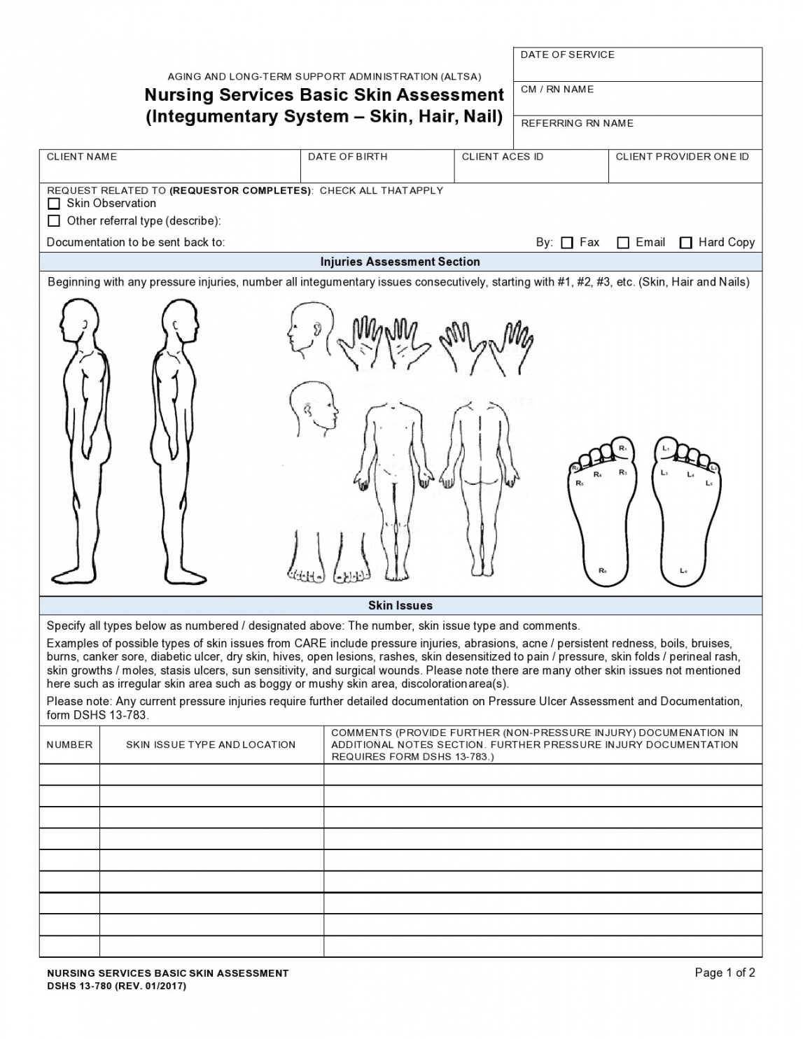 Free Printable Skin Assessment Forms FREE Printable HQ