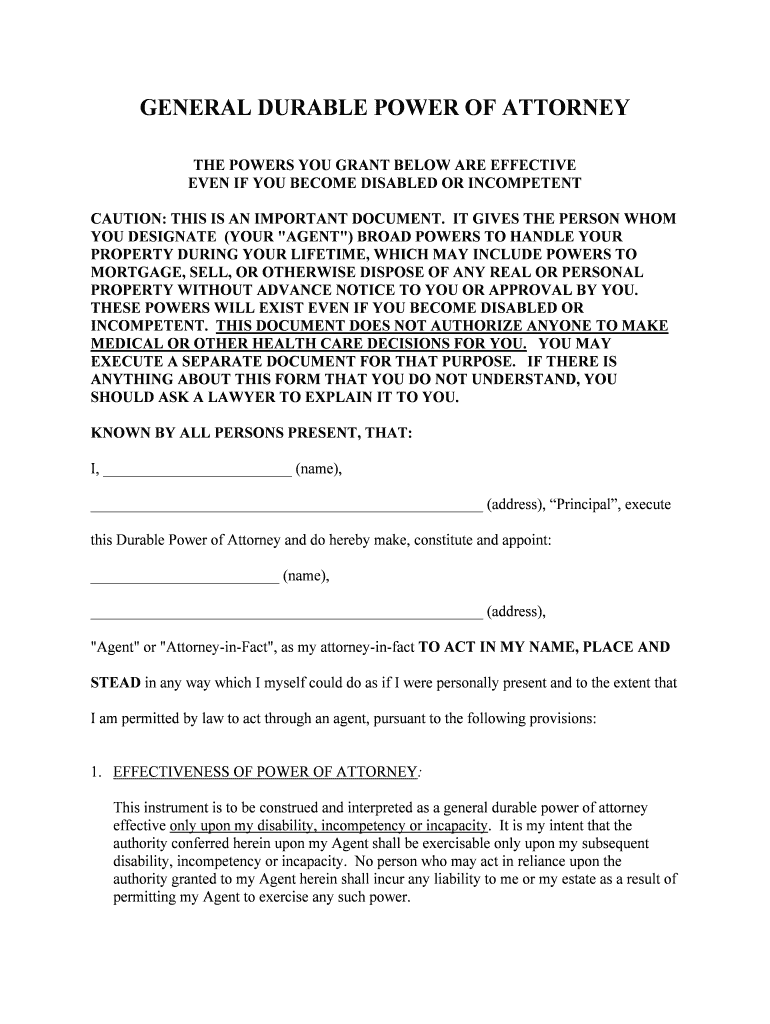 Free Printable State Of Ohio Durable Power Of Attorney Form Printable 