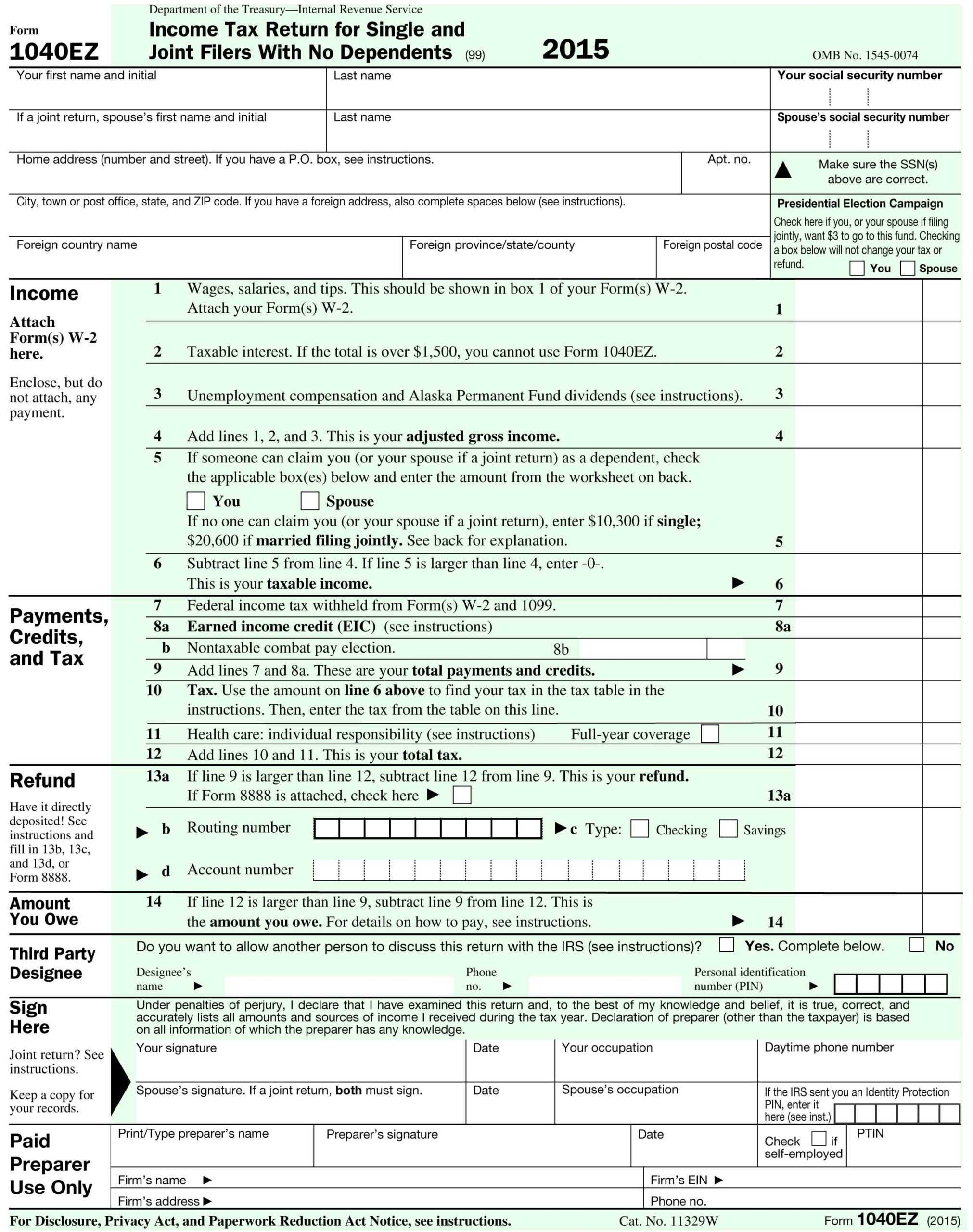 Free Printable Tax Forms 1040ez Printable Form 2024 Free Printable Tax Forms 1040ez Printable Form 2024