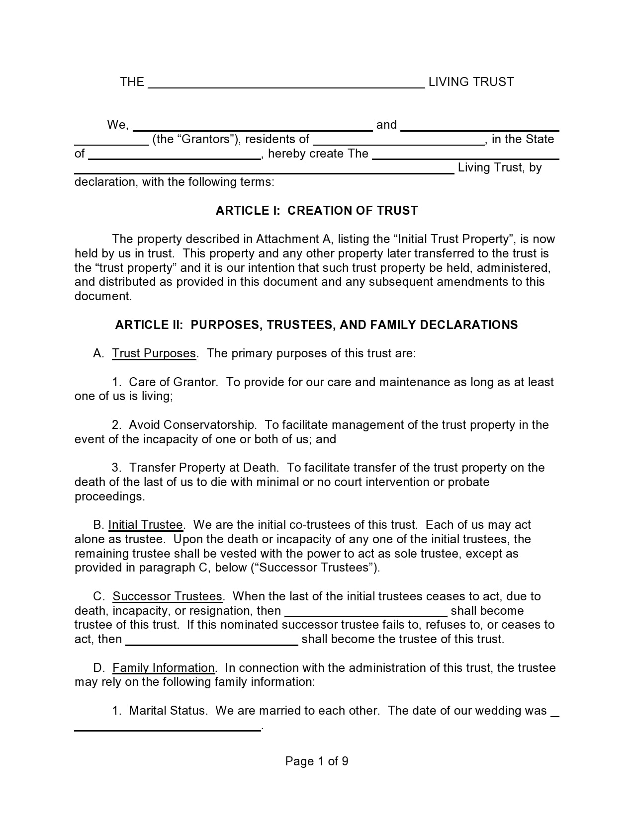 Free Printable Trust Forms Printable Forms Free Online